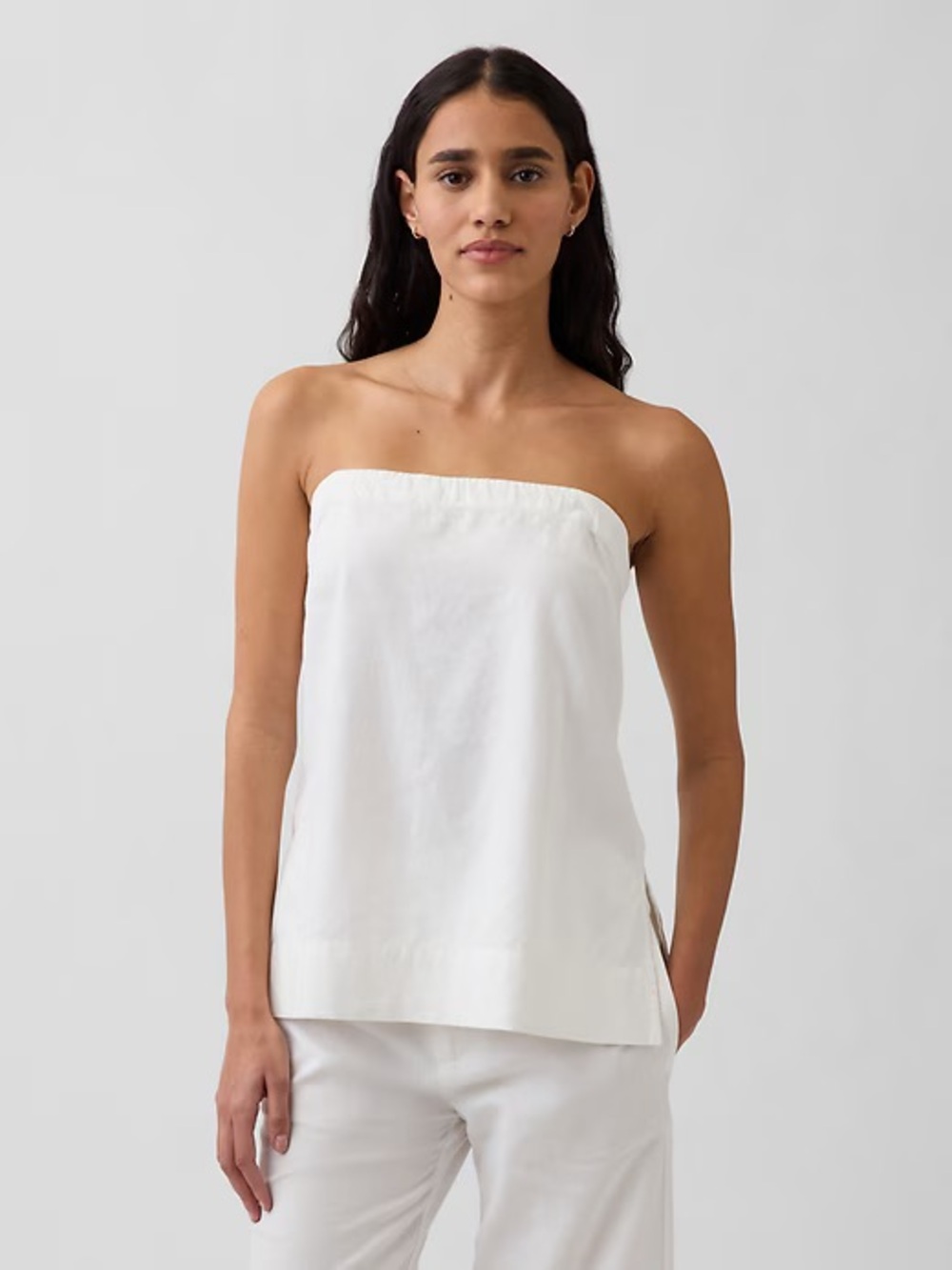 GAP Linen Blend White Cami Convertible Tube Top Strapless Summer Top Size small
